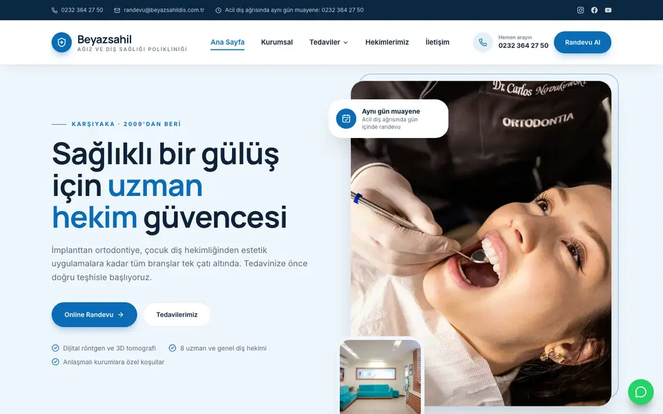 Diş Kliniği web sitesi şablonu