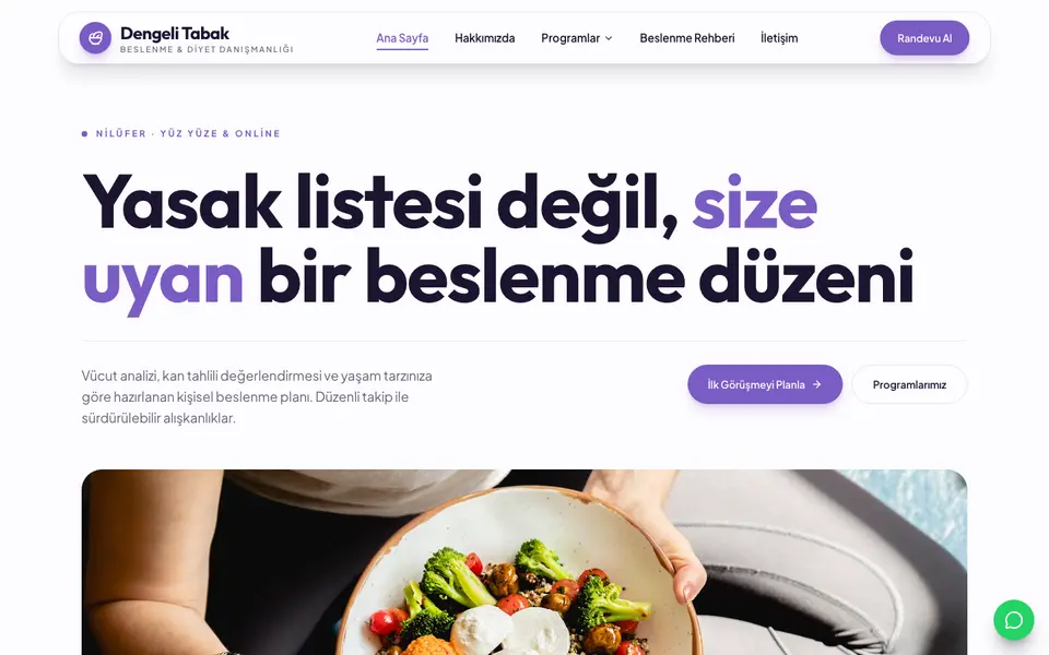 Diyetisyen · Canlı şablonu