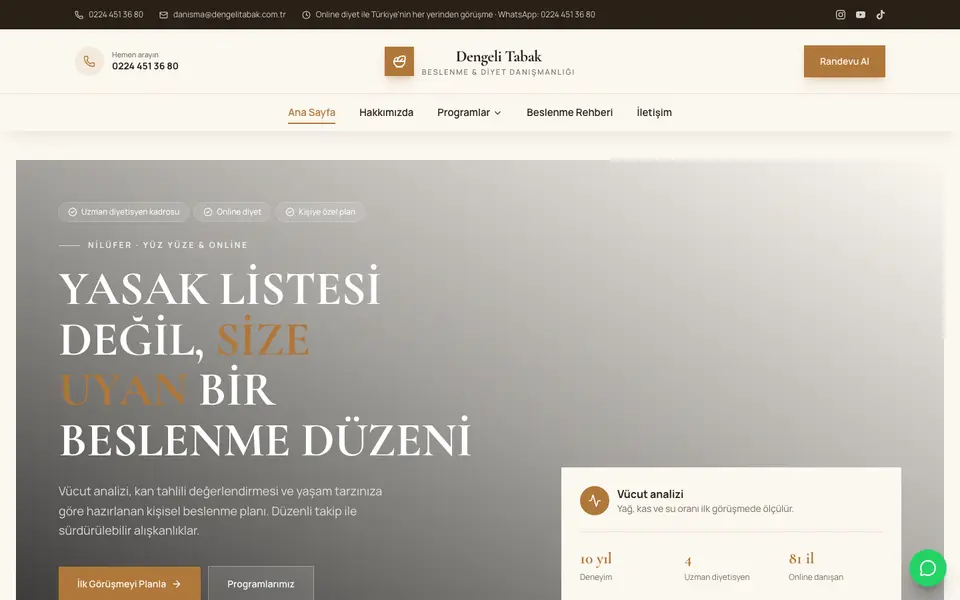 Diyetisyen · Elit şablonu