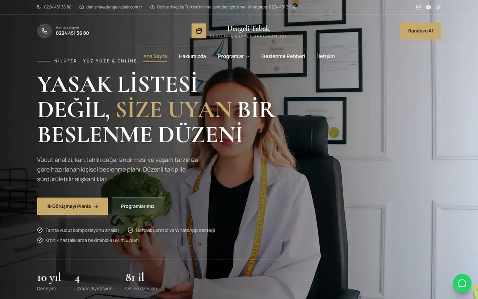 Diyetisyen · Lüks şablonu