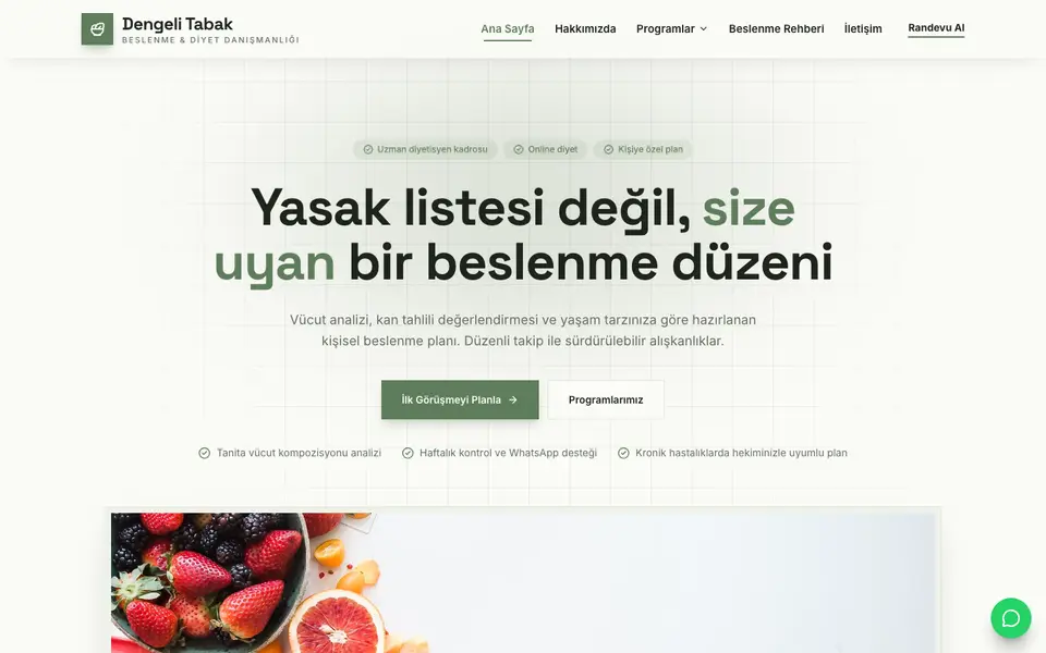Diyetisyen · Minimal şablonu