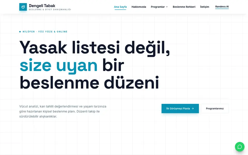 Diyetisyen · Teknik şablonu