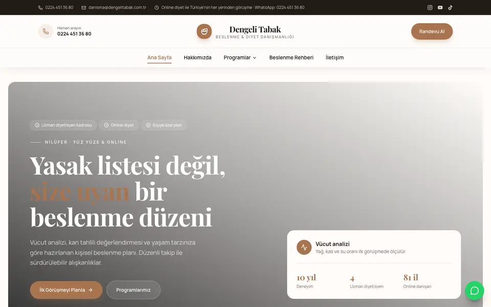 Diyetisyen · Zarif şablonu