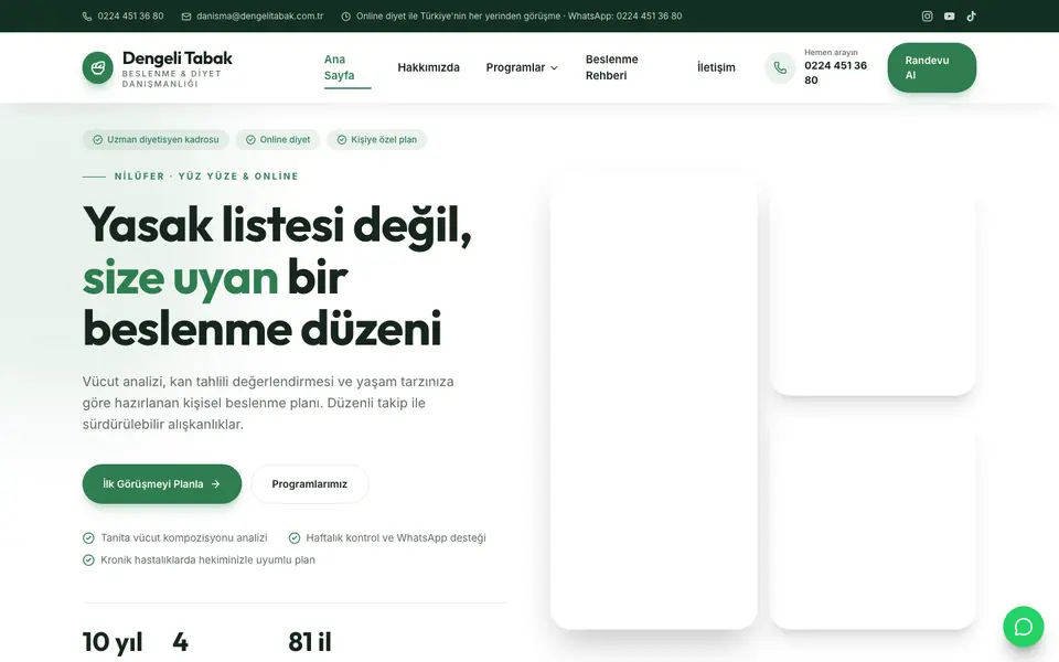 Diyetisyen web sitesi şablonu