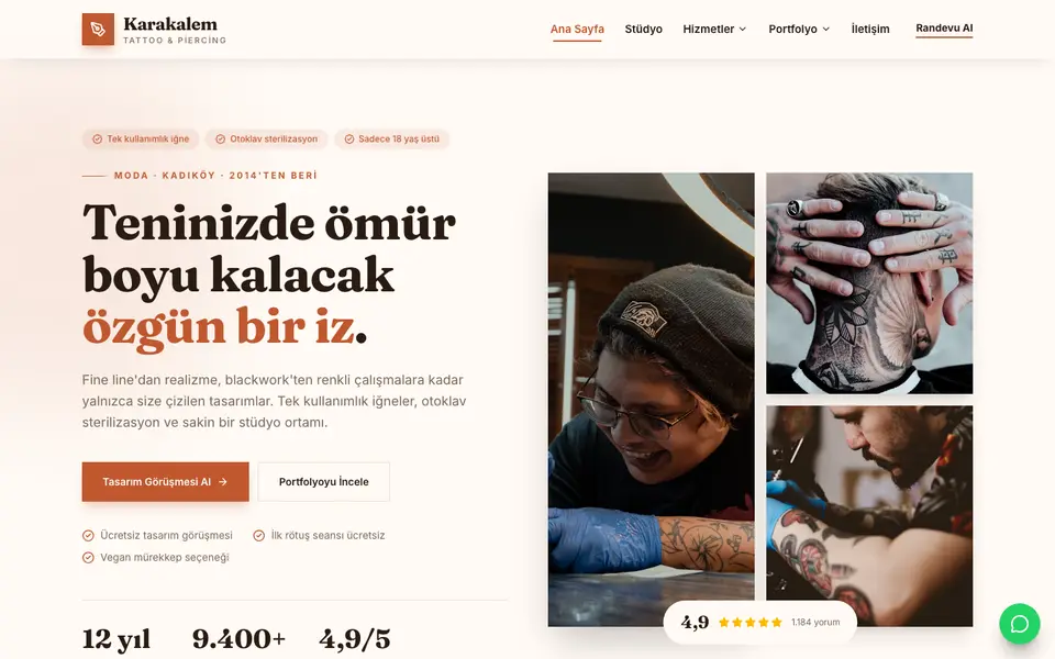 Dövme Stüdyosu · Atölye şablonu