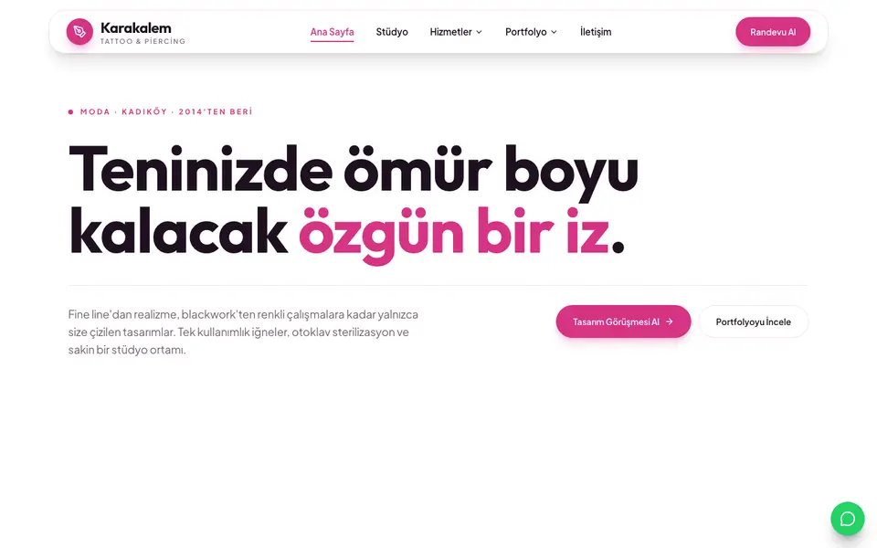 Dövme Stüdyosu · Canlı şablonu