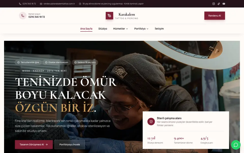 Dövme Stüdyosu · Elit şablonu
