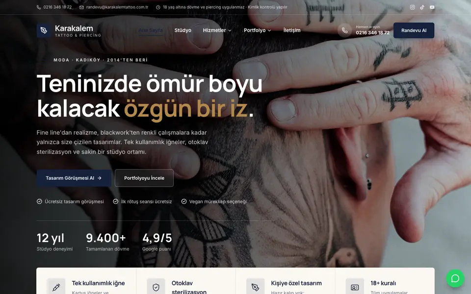 Dövme Stüdyosu · Kurumsal şablonu