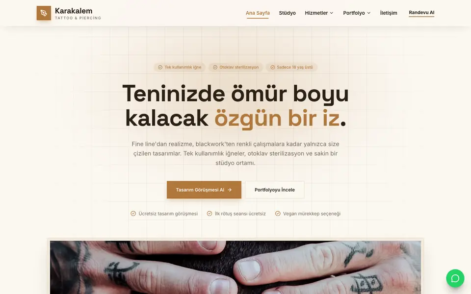 Dövme Stüdyosu · Minimal şablonu