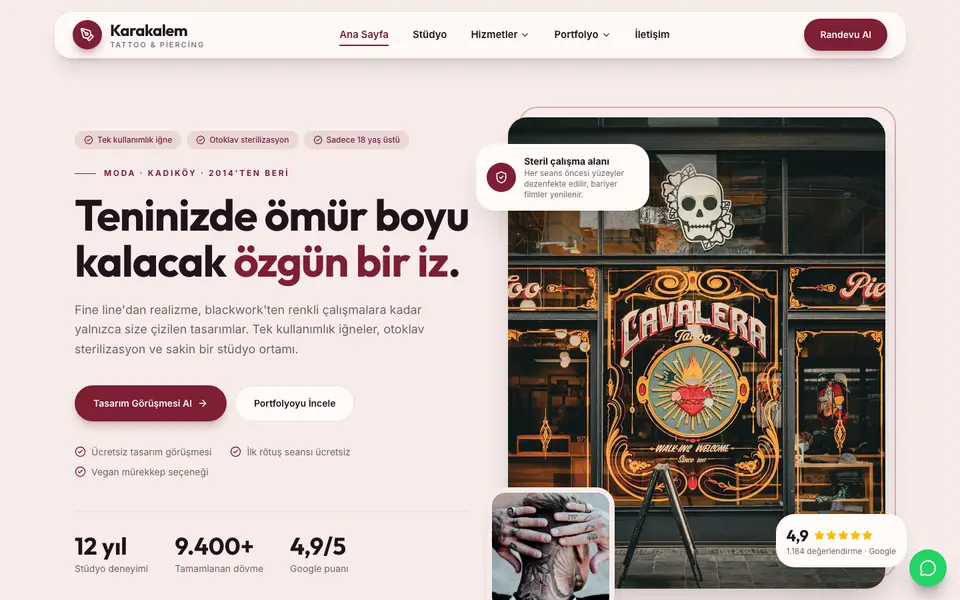 Dövme Stüdyosu · Modern şablonu