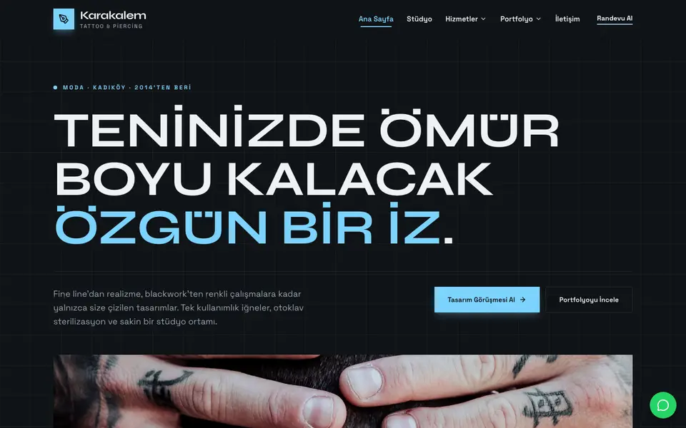 Dövme Stüdyosu · Monokrom şablonu