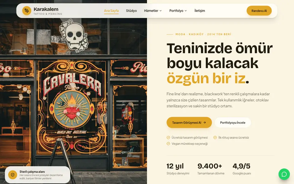 Dövme Stüdyosu · Pastel şablonu