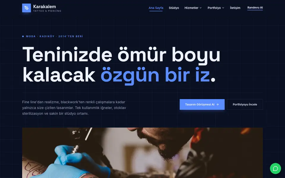 Dövme Stüdyosu · Teknik şablonu
