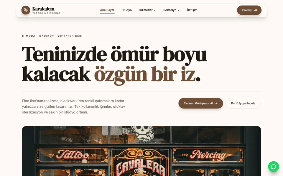 Dövme Stüdyosu · Vitrin şablonu