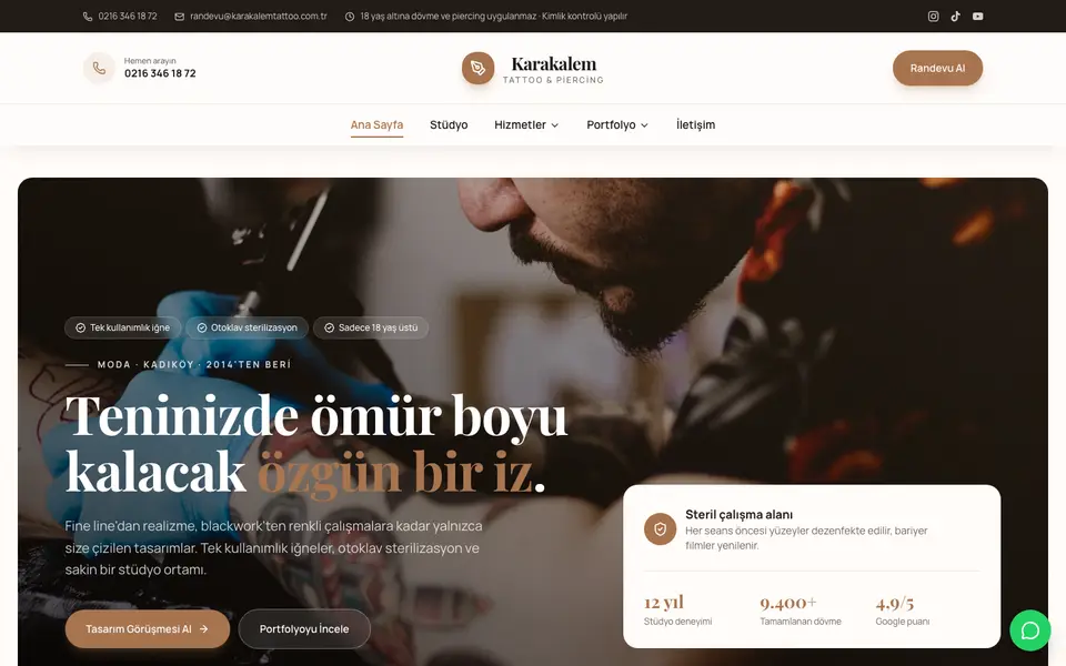 Dövme Stüdyosu · Zarif şablonu