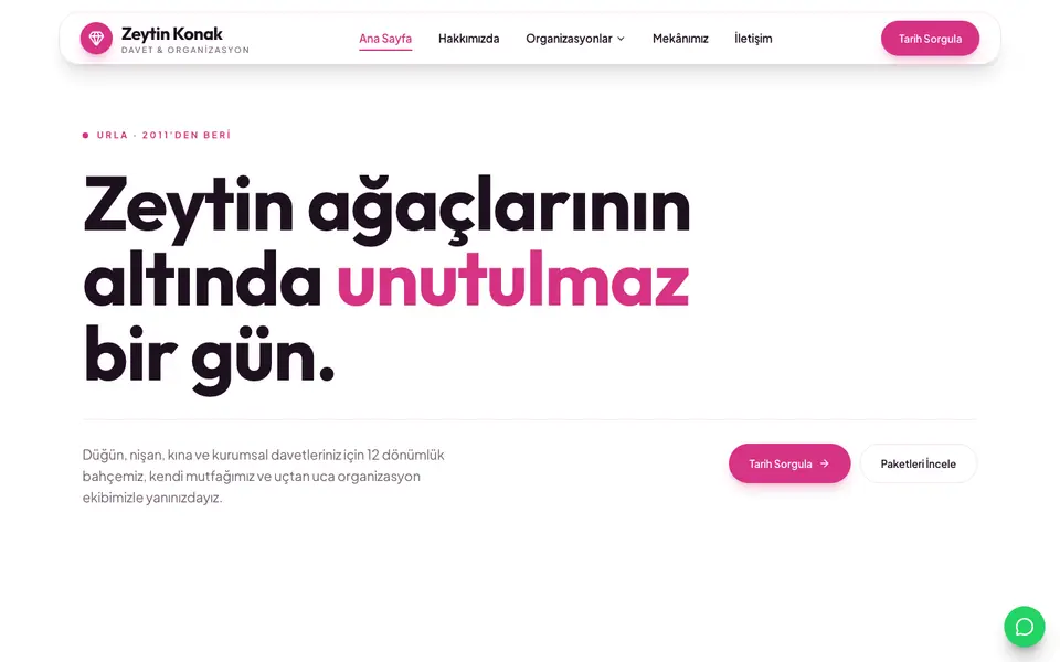 Düğün & Organizasyon · Canlı şablonu