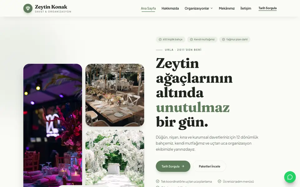 Düğün & Organizasyon · Doğal şablonu