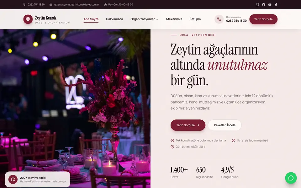 Düğün & Organizasyon · Retro şablonu
