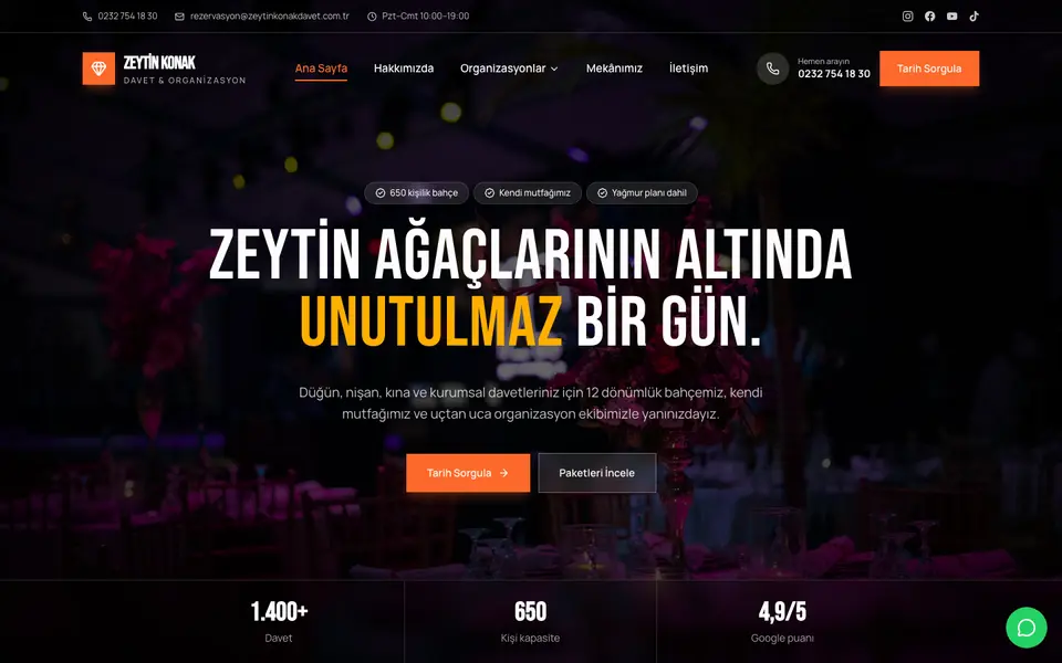Düğün & Organizasyon · Sinema şablonu