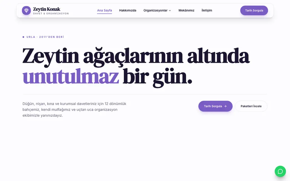 Düğün & Organizasyon · Vitrin şablonu