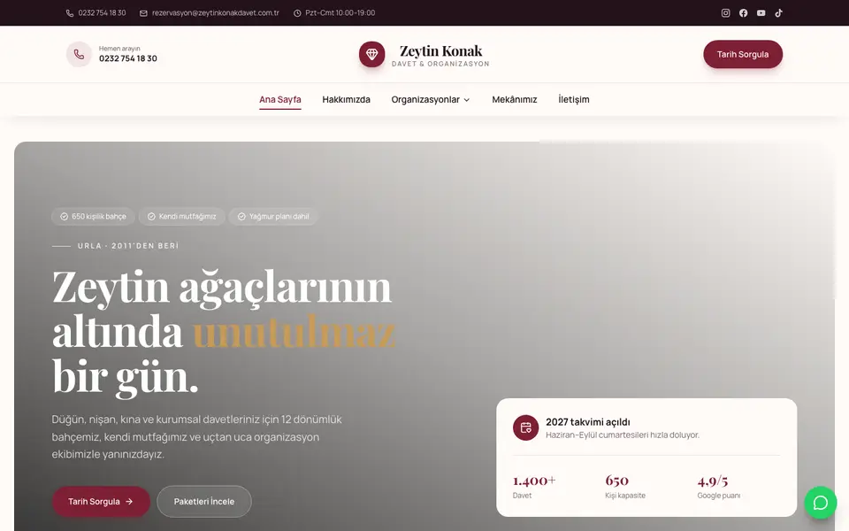 Düğün & Organizasyon · Zarif şablonu