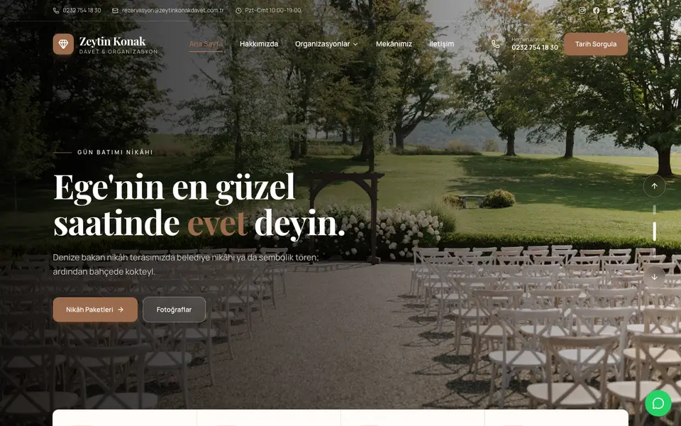 Düğün & Organizasyon web sitesi şablonu