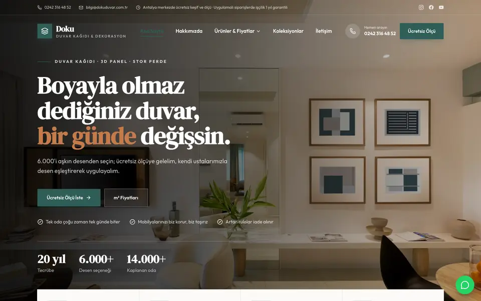 Duvar Kağıdı & Dekorasyon web sitesi şablonu
