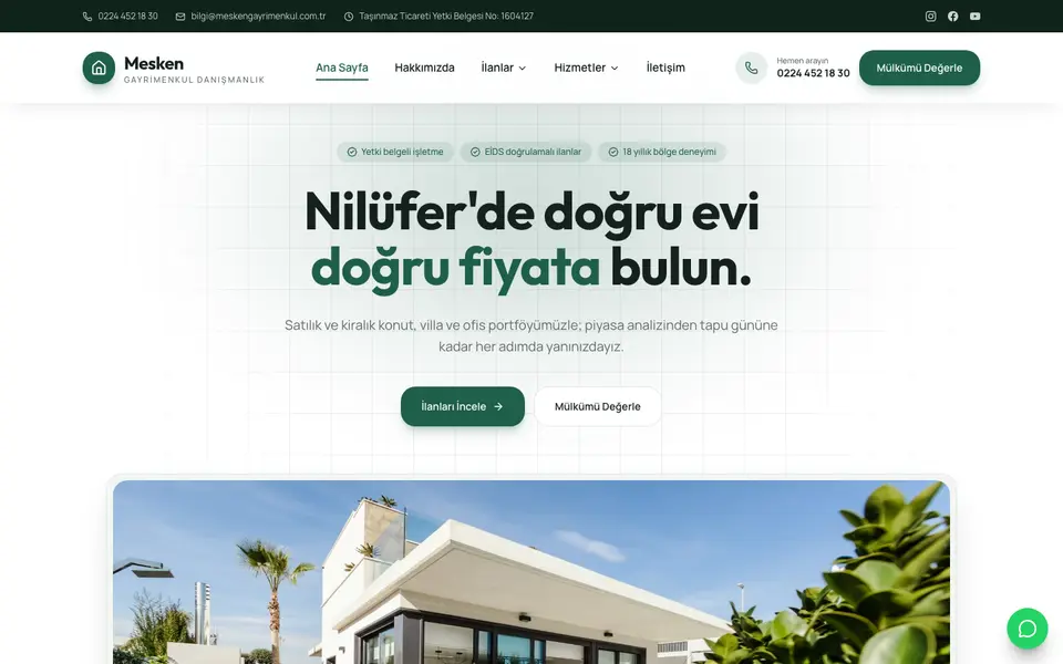 Emlak Ofisi web sitesi şablonu