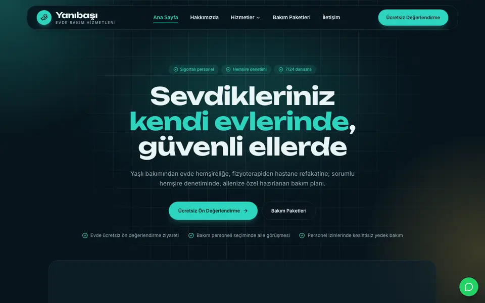 Evde Bakım · Cam şablonu