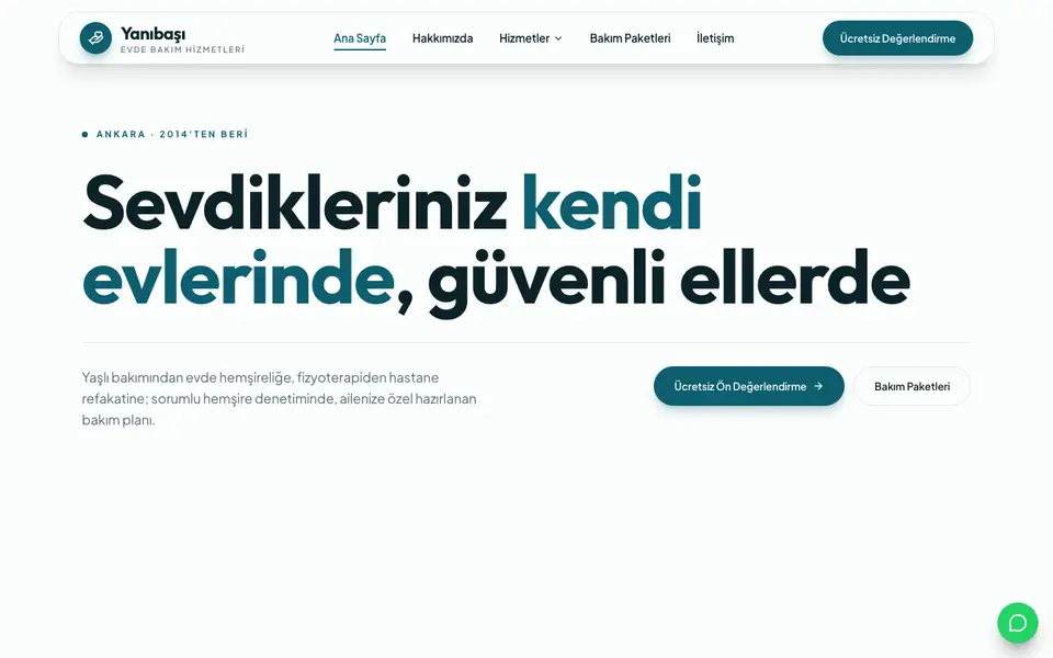 Evde Bakım · Canlı şablonu