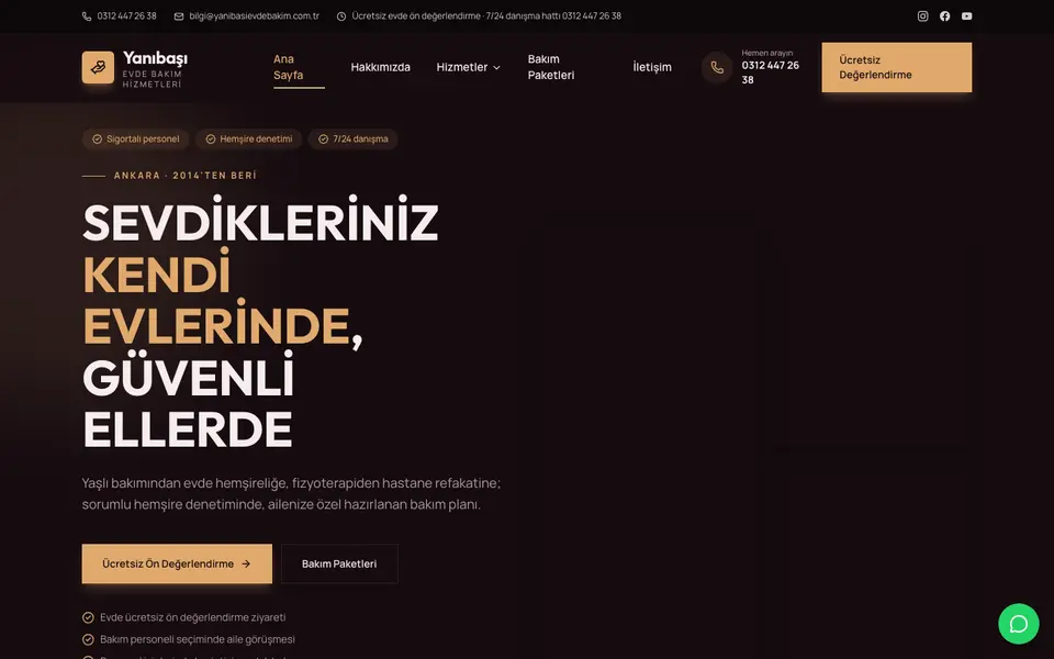 Evde Bakım · Cesur şablonu