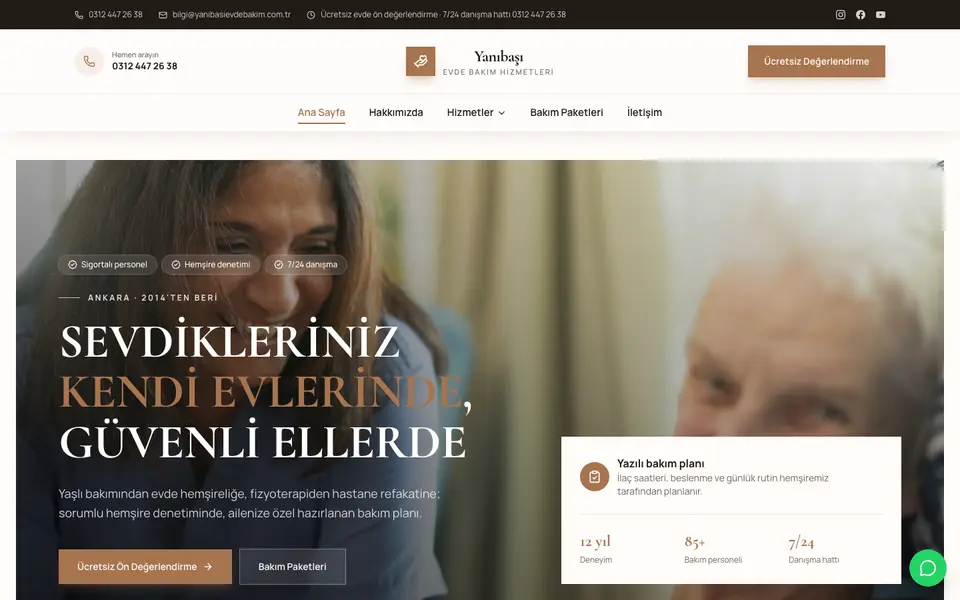 Evde Bakım · Elit şablonu