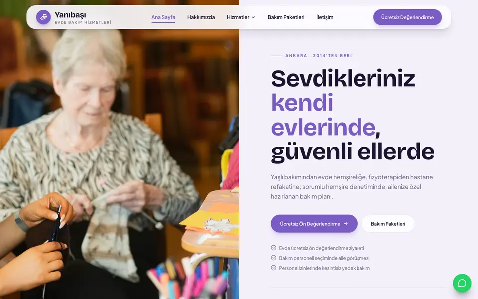 Evde Bakım · Pastel şablonu