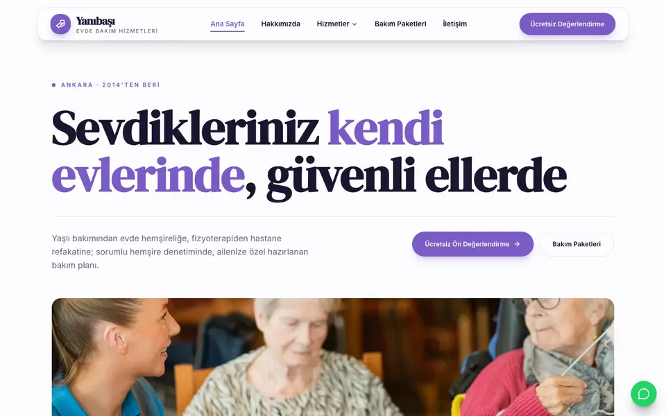Evde Bakım · Vitrin şablonu