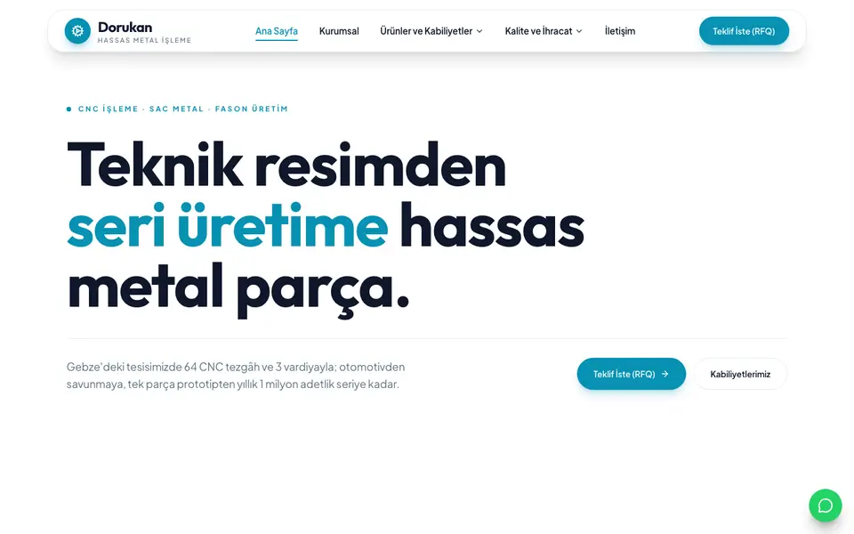 Fabrika & Üretim · Canlı şablonu
