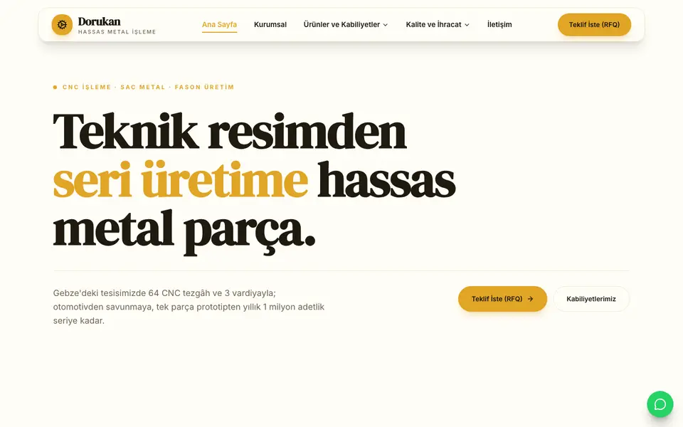 Fabrika & Üretim · Vitrin şablonu