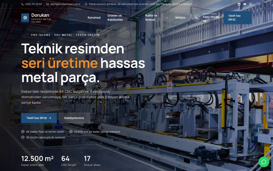 Fabrika & Üretim web sitesi şablonu