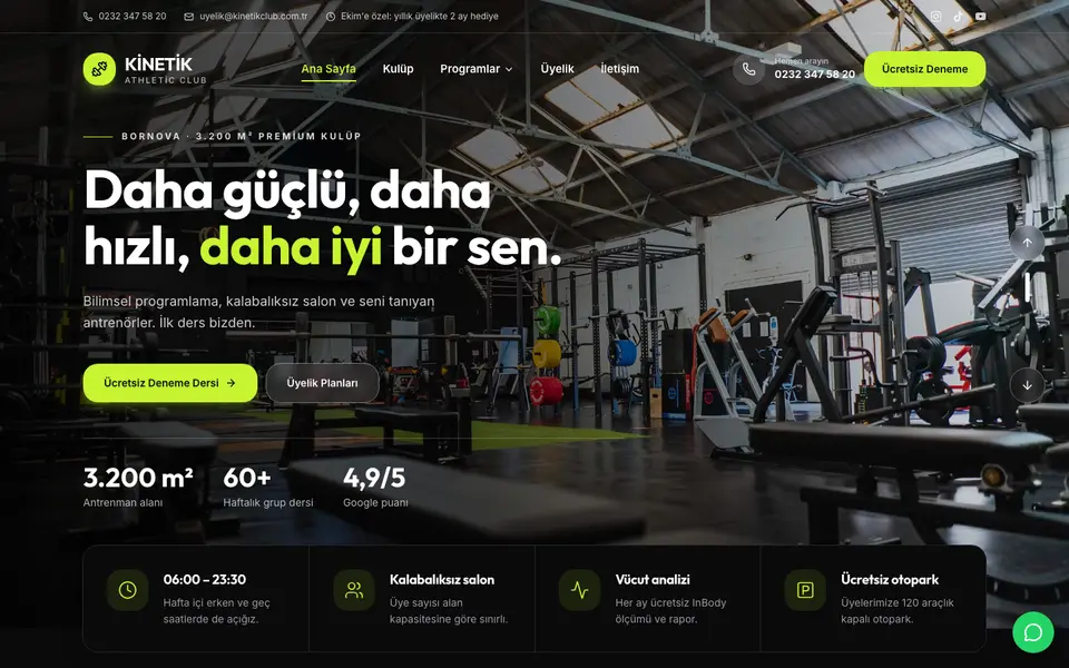 Spor Salonu web sitesi şablonu