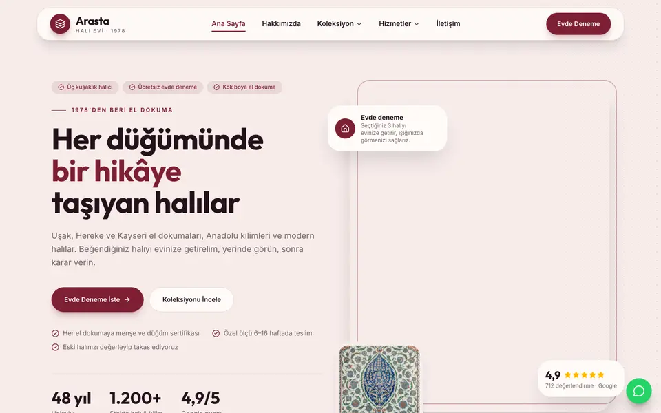 Halı Mağazası · Modern şablonu