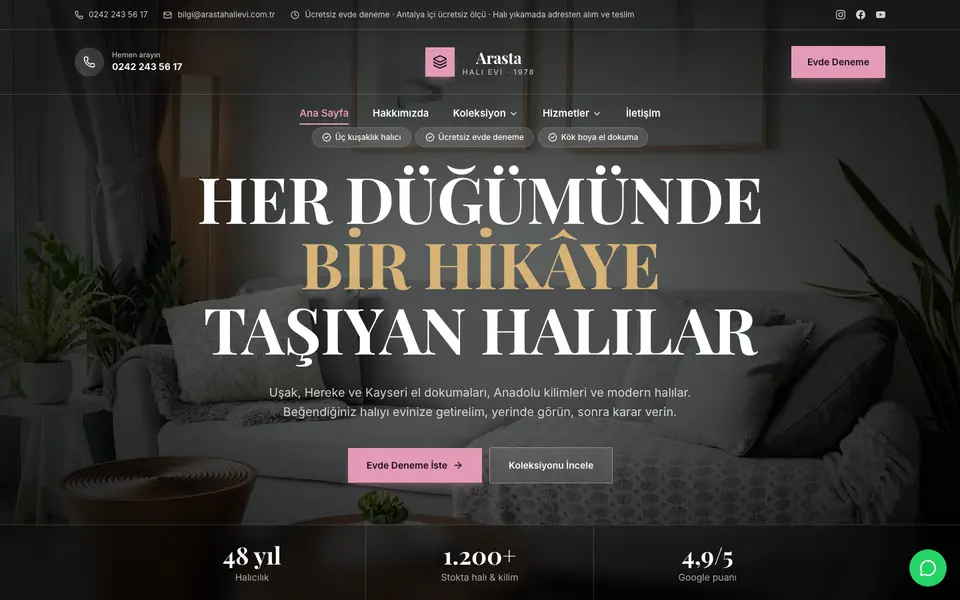Halı Mağazası · Prestij şablonu