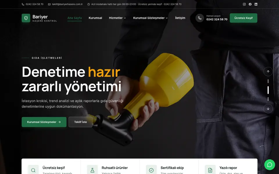 İlaçlama web sitesi şablonu