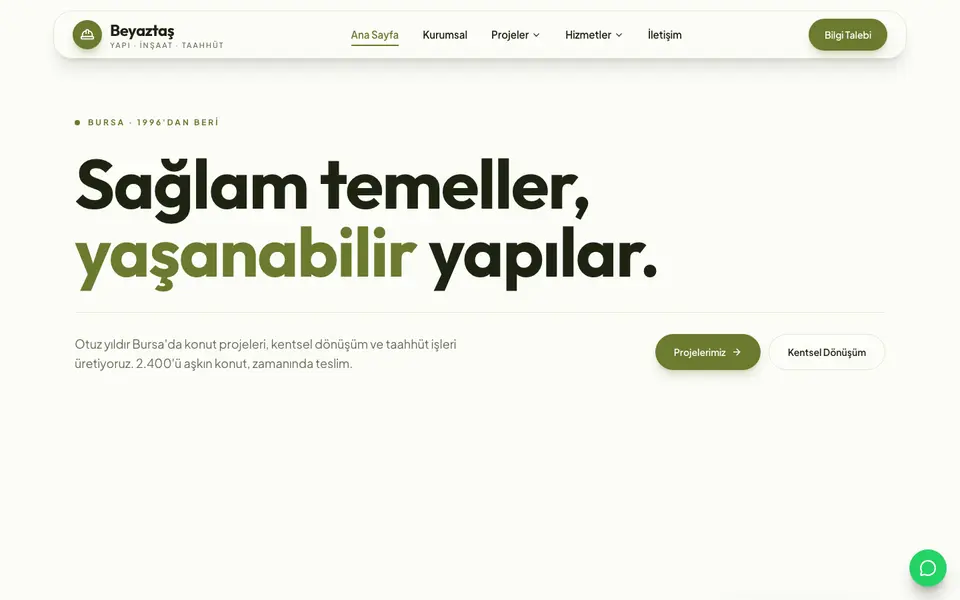 İnşaat & Müteahhitlik · Canlı şablonu