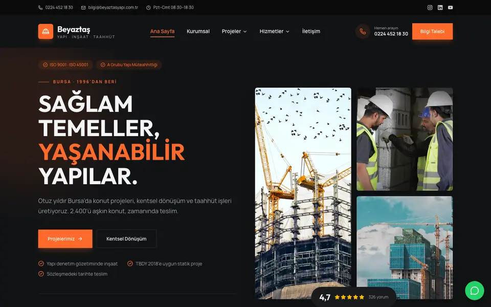 İnşaat & Müteahhitlik · Cesur şablonu
