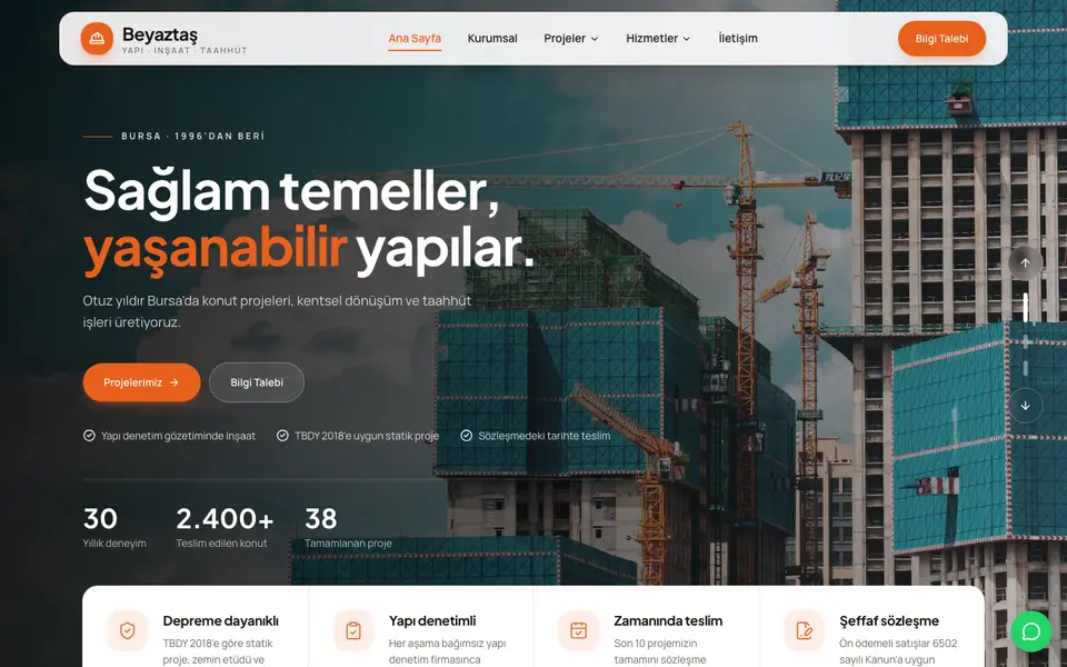 İnşaat & Müteahhitlik · Dinamik şablonu