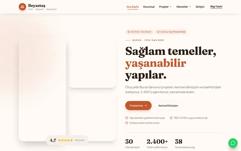 İnşaat & Müteahhitlik · Doğal şablonu