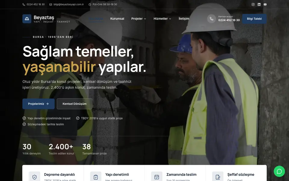 İnşaat & Müteahhitlik · Kurumsal şablonu