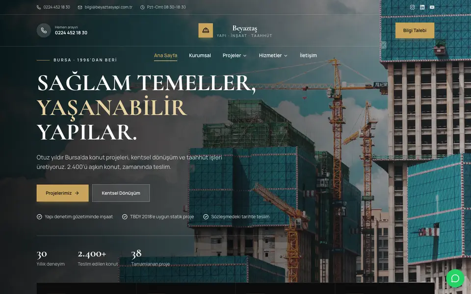 İnşaat & Müteahhitlik · Lüks şablonu