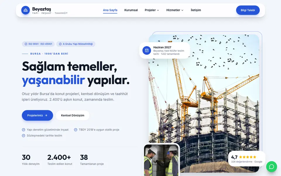 İnşaat & Müteahhitlik · Modern şablonu