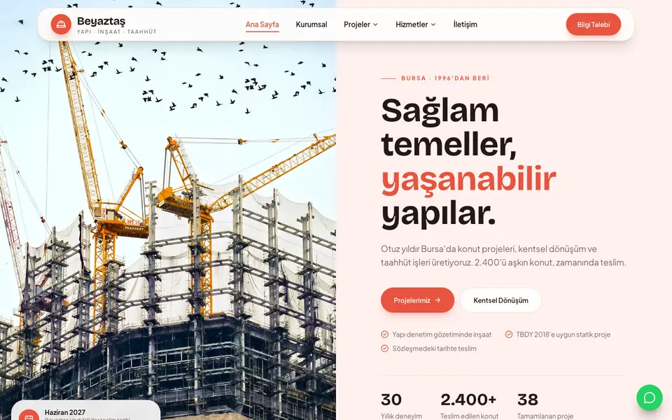 İnşaat & Müteahhitlik · Pastel şablonu