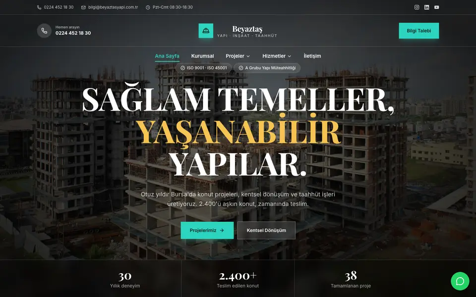 İnşaat & Müteahhitlik · Prestij şablonu
